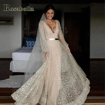ROSABELLA/ Свадебные платья с блестящими стразами Для женщин, аппликации, Vestidos De Novia Brautmode, Персонализированный плюс