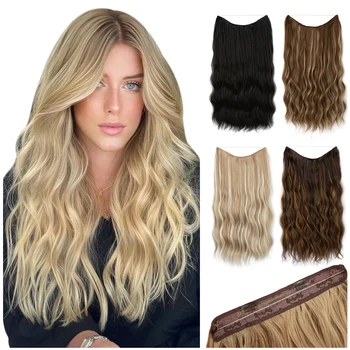 SARLA Синтетическая волна, Невидимая заколка для наращивания волос, Рыбья линия, Омбре, натуральный Черный Блонд, Цельный шиньон, накладные волосы.