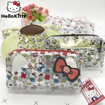 Sanrio Hello Kitty Cinnamoroll Melody Cartoon, прозрачные сумки для карандашей для студентов, Y2k, Сумка для хранения большой емкости, сумка для канцелярских принадлежностей