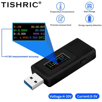 TISHRIC USB Тестер Измеритель Тока Напряжения 0-5.5 A Постоянного Тока 4-30 В Цифровой Вольтметр Амперметр Детектор Power Bank Индикатор Зарядного Устройства