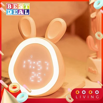 Time Rabbit Night Light Будильник Мультяшный милый силиконовый сенсорный USB прикроватный светильник Светодиодный ночник для детей Подарок для маленьких детей