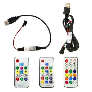 USB Led Controller Mini 3key RF 14key 17key 21key Светодиодные Пиксельные Фонари RGB Controller Дистанционный Диммер Для Пиксельной Полноцветной Ленты DC 5V
