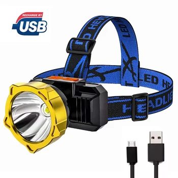 USB Перезаряжаемый налобный фонарь Портативный Мини-налобный фонарь для рыбалки, фонарик для ночной прогулки, фонарь для кемпинга, индукционная лампа от аккумулятора 18650