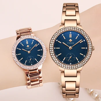 WWOOR Женские часы люксового бренда из розового золота с бриллиантами, кварцевые женские наручные часы из нержавеющей стали, женские часы relogio feminino 2019