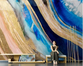 beibehang Nordic fashion классические синие абстрактные обои с ручной росписью и красным граффити на фоне телевизора в гостиной, настенная роспись