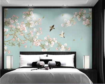 beibehang papel de parede 3d Пользовательские медузы новая китайская ручная роспись ручкой цветок птица настенное украшение обои hudas beauty