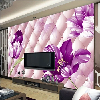 beibehang Персонализированные обои на заказ Европейский цветочный 3D мягкий пакет ТВ-фон, обои для стен 3 d papel de parede
