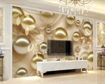 beibehang Пользовательские 3D фоновые обои мода золотой жемчуг красивый узор трехмерные декоративные обои фреска