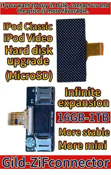 ipod classic, адаптер для компакт-диска с неограниченным расширением для iPod video вместо SSD 16 ГБ-1 ТБ, позолоченный разъем Zif