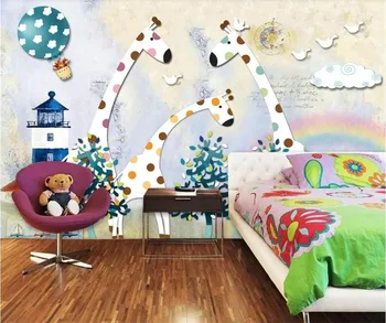 wellyu Пользовательские обои 3d фотообои Детская комната мультфильм лось гостиная ТВ фон обои 3d papel de parede