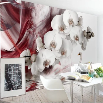 wellyu Современная эстетичная бабочка орхидея ТВ фон стены изготовленная на заказ большая фреска зеленые обои papel de parede para quarto