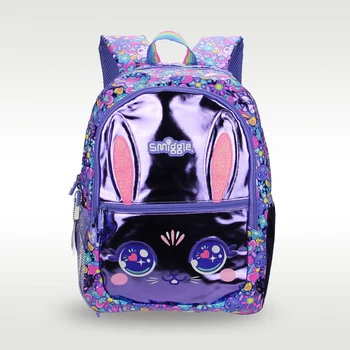 Австралия Smiggle Оригинальный Школьный рюкзак для девочек, Обучающий Фиолетовый Кролик, PU, Водонепроницаемая школьная сумка Kawaii, 16 Дюймов