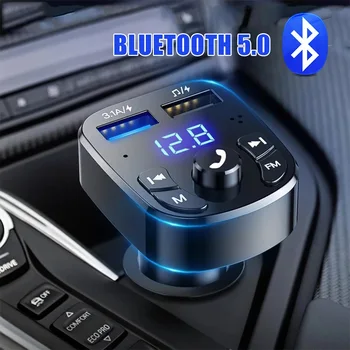 Автомобильный адаптер Fm-передатчика Bluetooth, зарядное устройство для автомобильного плеера Quick 3.0, двойной USB, вольтметр, Aux 12 В 24 В, аксессуары для автомобильной электроники