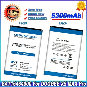 Аккумулятор LOSONCOER BAT16484000 5300 мАч для DOOGEE X5 MAX Pro, аккумулятор для DOOGEE X5 MAX Battery