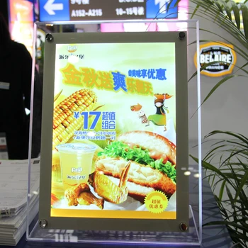 Акриловая рамка для ресторанного стенда с высокой яркостью, светодиодные панели меню, лайтбокс формата А4