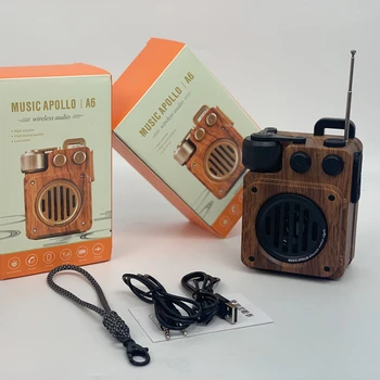 Американский Ретро Беспроводной Динамик Bluetooth Портативный Сабвуфер Мини FM-Радио Наружный Громкоговоритель Музыкальный Объемный Басовый Блок