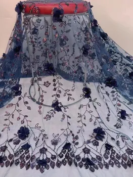 Африка Морден Вышитый Тюль из сетчатой ткани с бисером, Роскошное Французское платье с кружевной сеткой в виде 3D цветка, Вечернее Платье для свадебной вечеринки