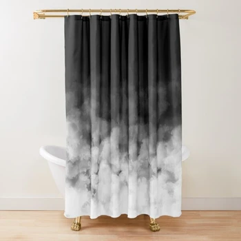 Белая и черная занавеска для душа в минималистичном стиле Омбре, водонепроницаемые современные занавески для ванной комнаты, шторы для ванной с крючками для машинной стирки