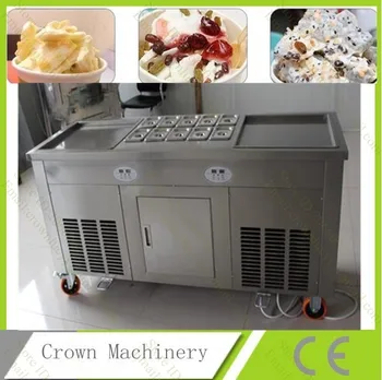 Бесплатная доставка Машина для приготовления мороженого на двойной квадратной сковороде; Машина для приготовления йогурта с холодильным шкафом