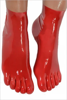 Бесплатная доставка!  Унисекс латексный фетиш-носок, резиновые носки с 5 пальцами, короткие носки с кожаными пальцами, размер S, M, L