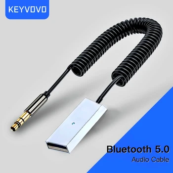 Беспроводной адаптер Bluetooth 5.0 Aux для автомобильного динамика, музыкальный ключ, разъем USB 3,5 мм, приемник-передатчик Аудио Aux Громкой связи.