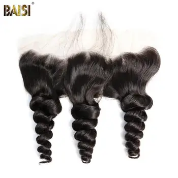 Бразильские волосы BAISI, свободная волна, Фронтальная кружевная застежка 13x4, волосы Remy, швейцарское кружево, натуральные волосы, Фронтальная светло-коричневая Передняя часть