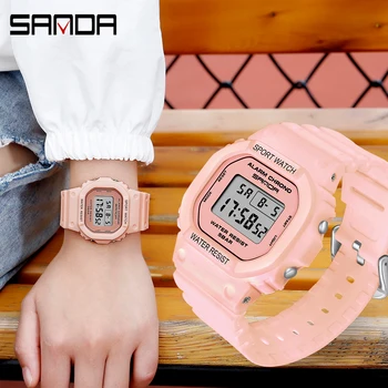 Бренд класса люкс SANDA Fashion Multiple Colors Ms Watch Спорт на открытом воздухе Водонепроницаемые часы для плавания со светящимся хронографом, светодиодные цифровые наручные часы