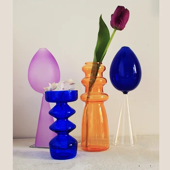 Вазы Центральные элементы Свадебная ваза для цветов Стеклянные столешницы в скандинавском стиле Ваза для высушенных искусственных цветов Украшение ресторана в виде бутылки с цветами