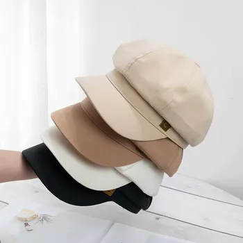 Весенне-осенняя модная женская восьмиугольная шляпа с солнцезащитным кремом из британской шерсти для путешествий, новый однотонный универсальный берет в стиле ретро