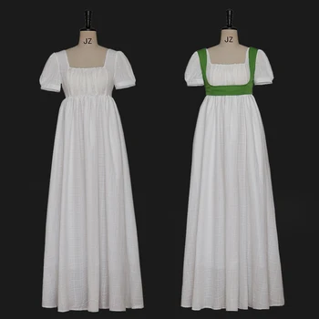 Викторианское платье Джейн Остин, белое бальное платье эпохи регентства с жилетом, винтажный чайный халат с высокой талией, платье-сорочка, костюмы