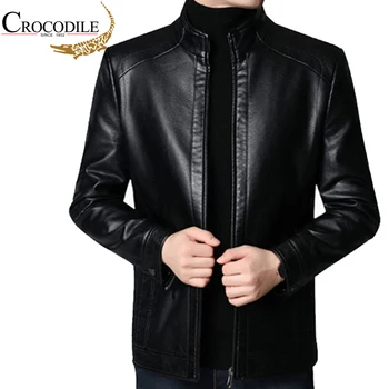 Винтажная кожаная куртка бренда Crocodile, уличная одежда, повседневный блейзер, куртки, мужская верхняя одежда, Мужской Кожаный пиджак, мужские приталенные пальто