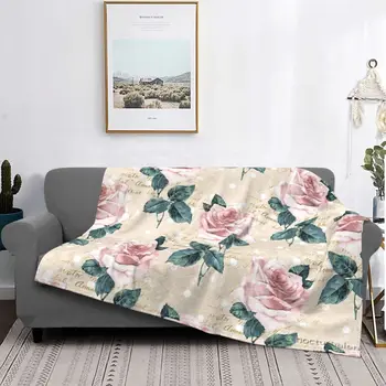 Винтажное одеяло с цветами из роз, Флисовое Летнее многофункциональное легкое покрывало для кровати, Плюшевое тонкое одеяло