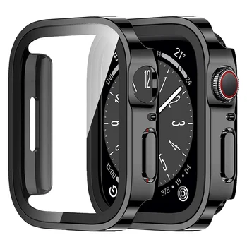 Водонепроницаемый Чехол для Apple Watch Ultra 8 7 SE 6 Защитная Крышка Экрана С Прямым Краем Бампер iWatch series 49 45 41 44 40 42 38 мм