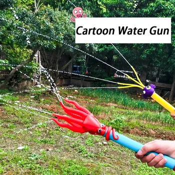 Водяной пистолет с осьминогом, мультяшный боевой выдвижной водопоглощающий, питающий воду игрушечный распылитель для детей 3-6 лет на открытом воздухе
