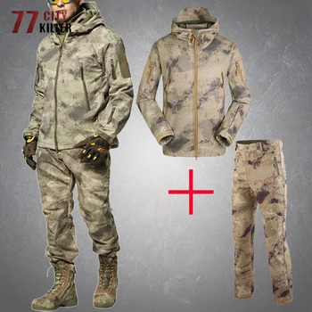 Военная тактическая куртка, мужская Камуфляжная армейская ветровка, пальто, мужская уличная водонепроницаемая охотничья одежда, Мужские куртки