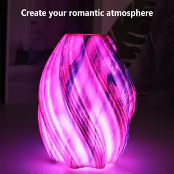 Вращающаяся настольная лампа с подсветкой в виде вазы, батарея 300 мАч, пульт дистанционного управления, 3D-печать, красочный светодиодный ночник