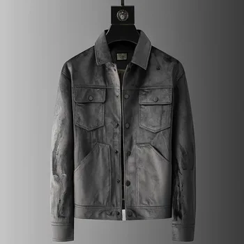 Высококачественная новая роскошная модная куртка из искусственной замши 2022 года, мужская осенне-зимняя толстая верхняя одежда, красивое повседневное мужское пальто