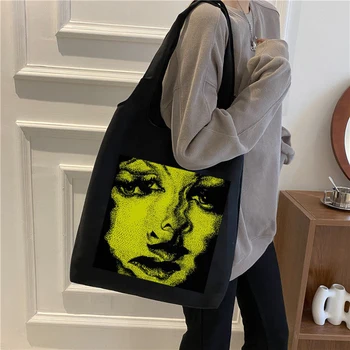 Готическая женская холщовая сумка в стиле панк, винтажная, большой емкости, Мультфильм ужасов 2000-х, повседневная темная сумка для покупок Y2k KPOP, женские сумки на плечо