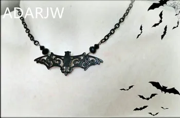 Готическое ожерелье с летучей мышью, черная филигрань, черный кристалл, ювелирная тьма, изящество, вампир, Хэллоуин, модный кулон, женский подарок