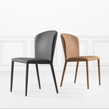Дизайн, Эргономичные обеденные стулья, Современная спинка для гостиной, Одноместный кожаный шезлонг Nordic Sillas Мебель для дома