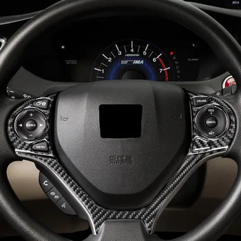 Для Honda Civic 9 Coupe Седан 2013-2015 Углеродное волокно Кнопка рулевого колеса автомобиля Накладка Наклейка Аксессуары для интерьера автомобиля