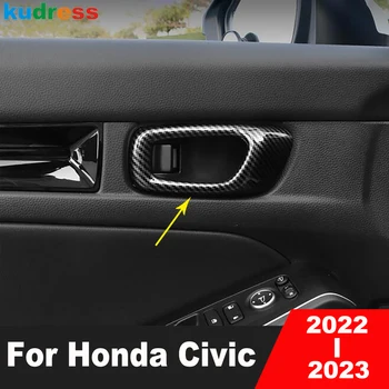 Для Honda Civic Integra Седан 2022 2023 Карбоновое волокно Внутри автомобиля Внутренняя дверная ручка Отделка крышки чаши Внутренние молдинги Аксессуары