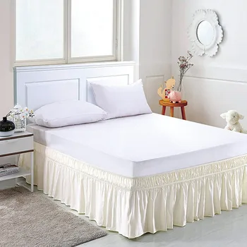 Домашний текстиль Однотонная юбка для кровати с гребешковой каймой Без пылезащитных чехлов для дома и отеля