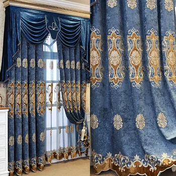 Европейские роскошные ретро-шторы для гостиной, спальни с вышитым принтом, Затемненные шторы из синели и Кортины на заказ для дома
