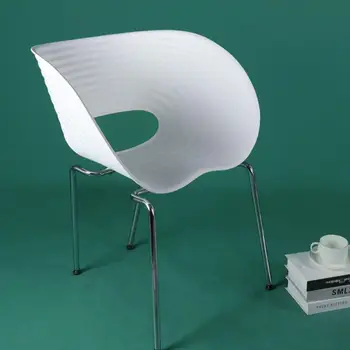 Европейский стиль в виде ракушки, дизайнерский винтажный стул со спинкой, белый обеденный стул, офисный пластиковый стул для магазина чая с молоком