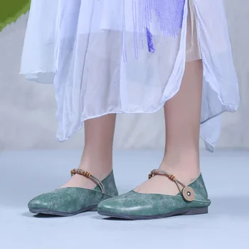 Женская обувь на плоской подошве Birkuir Mary Jane, повседневная обувь из натуральной кожи, Мягкая подошва, Роскошная дизайнерская Зеленая обувь, Женская пуговица для отдыха