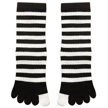 Женские носки с пятью пальцами, весенне-летние носки из тонкого чистого хлопка без косточек, белые спортивные носки с черным носком