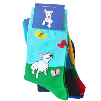 Женские носки с рисунком бультерьера из хлопка с рисунком собаки 12 пар /лот Оптом