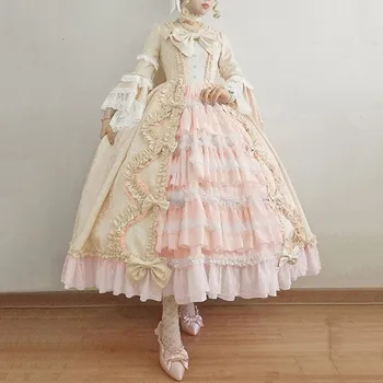 Женское средневековое винтажное платье, готическое платье в стиле Лолиты, Классическое платье в стиле Лолиты с длинным рукавом, милое платье с рюшами, аниме, косплей костюм
