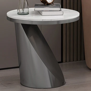 Журнальный столик из скандинавского сланца для мебели в гостиную, угловой стол, Легкий Роскошный Креативный дизайн, круглый приставной столик из нержавеющей стали